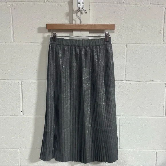 NWT Zara Trafaluc Collection Gray Metallic Long Pleated Skirt Sz XS - Picture 4 of 4
